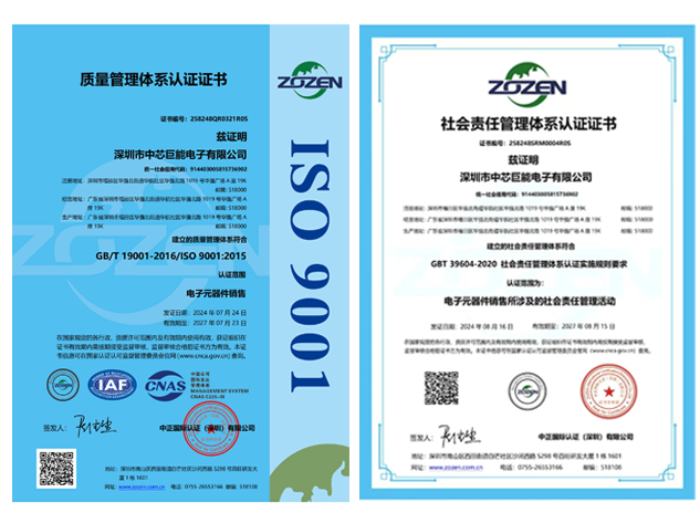中芯巨能榮獲三項國際認證：ISO 9001、社會責任管理體系認證、誠信管理體系認證